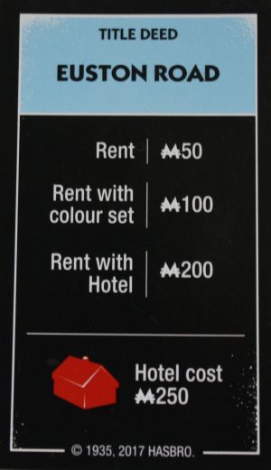 PARTS ONLY - Monopoly Board Game "Cheaters" Edition - (1) Euston Road Title Deed Card Only