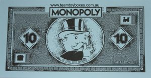 PARTS ONLY - Monopoly Board Game "Cheaters" Edition - (1) Pack of 10 $10 Monopoly Money Only