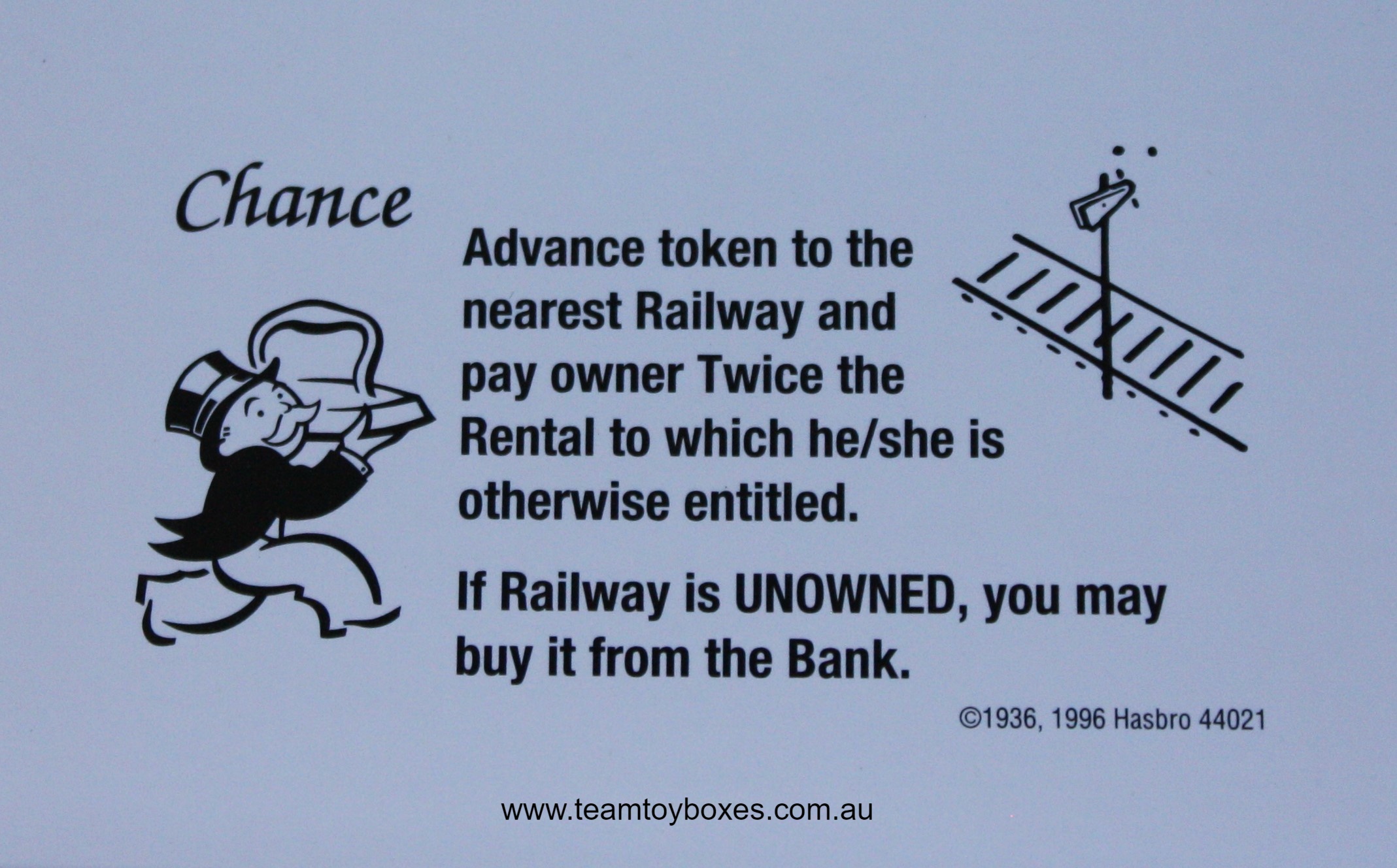 PARTS ONLY - Monopoly Board Game 2006 Hasbro Version - #15 Chance Card Only