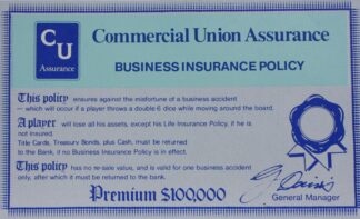 PARTS ONLY - Poleconomy Board Game - (1) Commercial Union Business Insurance Policy Only