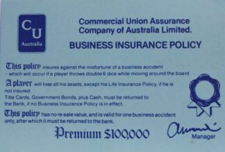 PARTS ONLY - Poleconomy Board Game - (1) Commercial Union Business Insurance Policy Only