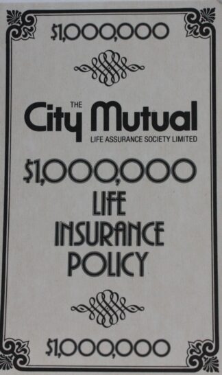 PARTS ONLY - Poleconomy Board Game - (1) City Mutual $1,000,000 Life Insurance Policy Only