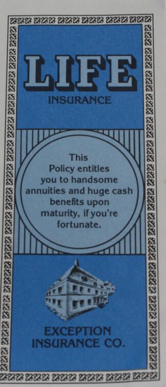 PARTS ONLY - Poleconomy Board Game - (1) Exception Insurance Co. Life Insurance Only