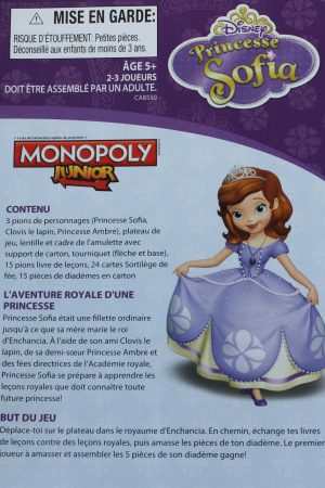 PARTS ONLY - Sofia The First Monopoly Junior Board Game - English and French Edition - (1) French Instructions Only