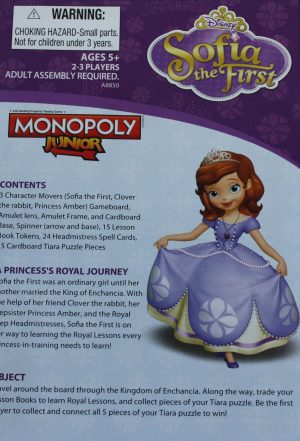 PARTS ONLY - Sofia The First Monopoly Junior Board Game - English and French Edition - (1) English Instructions Only