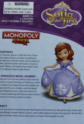 PARTS ONLY - Sofia The First Monopoly Junior Board Game - English and French Edition - (1) English Instructions Only
