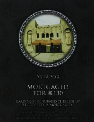 PARTS ONLY - Monopoly Board Game "Game of Thrones" Collector’s Edition - (1) Astapor Title Deed Card Only