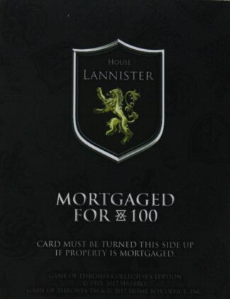 PARTS ONLY - Monopoly Board Game "Game of Thrones" Collector’s Edition - (1) House Lannister Title Deed Card Only
