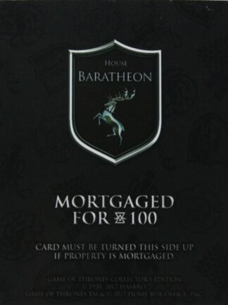 PARTS ONLY - Monopoly Board Game "Game of Thrones" Collector’s Edition - (1) House Baratheon Title Deed Card Only