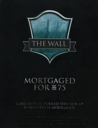 PARTS ONLY - Monopoly Board Game "Game of Thrones" Collector’s Edition - (1) The Wall Title Deed Card Only