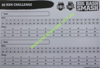PARTS ONLY - Big Bash Smash Board Game - (1) 50 Run Challenge Score Pad Single Sheet Only