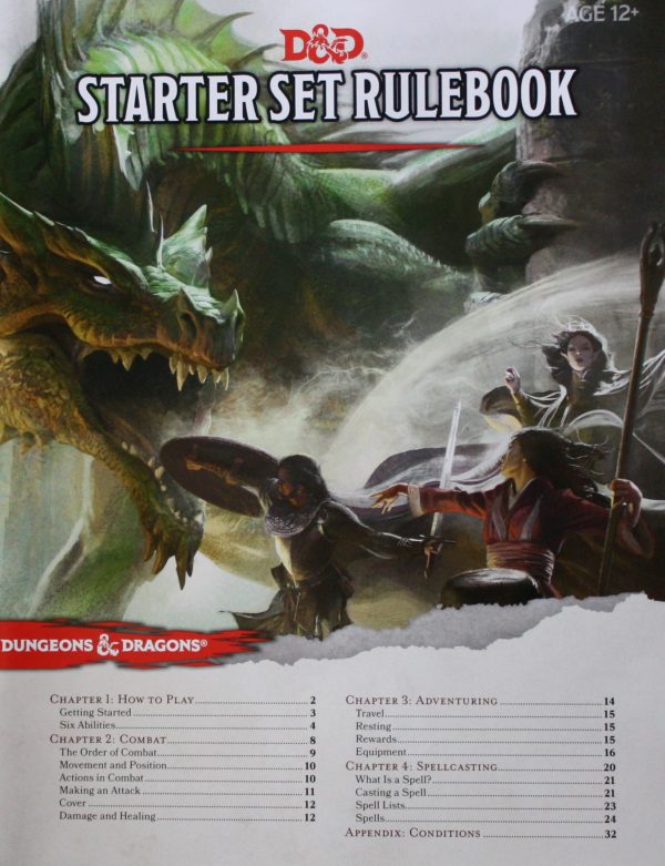 PARTS ONLY - Dungeons and Dragons Starter Set - (1) 32 Page Rulebook Level 1-5 Only