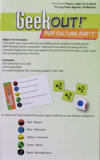 PARTS ONLY - Geek Out Pop Culture Party Board Game - (1) Set of Instructions Only