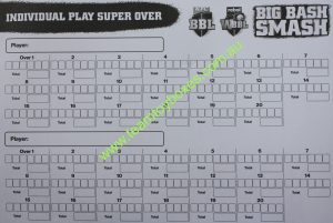 PARTS ONLY - Big Bash Smash Board Game - (1) Individual Play Super Over Score Pad Sheet Only