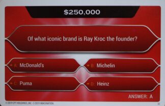 PARTS ONLY - Who Wants To Be A Millionaire Hot Seat Board Game - (1) Pack of 20 $250,000 Question Cards Only