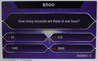 PARTS ONLY - Who Wants To Be A Millionaire Hot Seat Board Game - (1) Pack of 20 $500 Question Cards Only