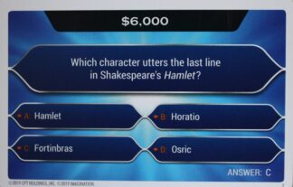 PARTS ONLY - Who Wants To Be A Millionaire Hot Seat Board Game - (1) Pack of 20 $6,000 Question Cards Only