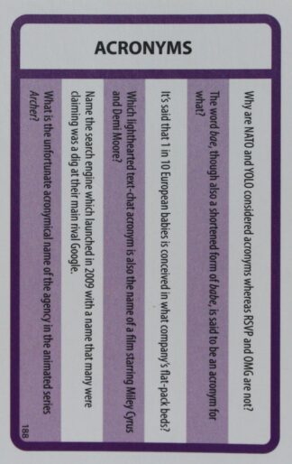 PARTS ONLY - Trivial Pursuit Board Game 2000's Edition - (1) Pack of 50 Purple Cards Only