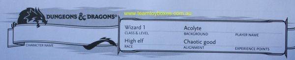 PARTS ONLY - Dungeons and Dragons Starter Set - (1) Wizard 1 Character Sheet Only
