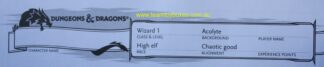 PARTS ONLY - Dungeons and Dragons Starter Set - (1) Wizard 1 Character Sheet Only