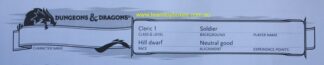 PARTS ONLY - Dungeons and Dragons Starter Set - (1) Cleric 1 Soldier Character Sheet Only