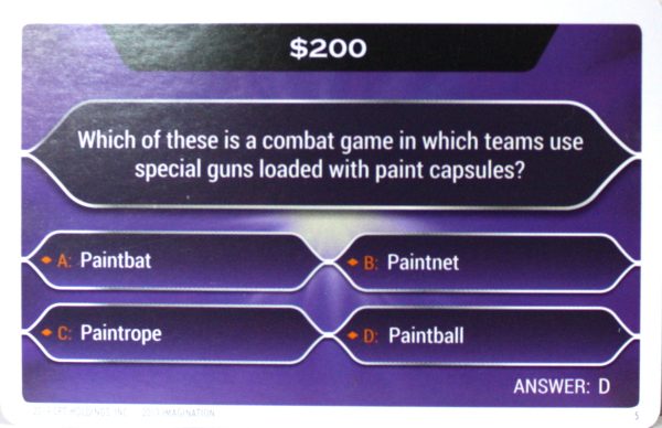 PARTS ONLY - Who Wants To Be A Millionaire Hot Seat Board Game - (1) Pack of 20 $200 Question Cards Only