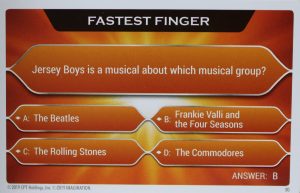 PARTS ONLY - Who Wants To Be A Millionaire Hot Seat Board Game - (1) Pack of 25 Fastest Finger Cards Only