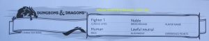 PARTS ONLY - Dungeons and Dragons Starter Set - (1) Fighter 1 Noble Character Sheet Only