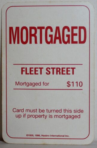 PARTS ONLY - Monopoly Board Game 1996 Edition - (1) Fleet Street Title Deed Card Only