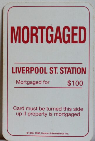 PARTS ONLY - Monopoly Board Game 1996 Edition - (1) Liverpool St Station Title Deed Card Only