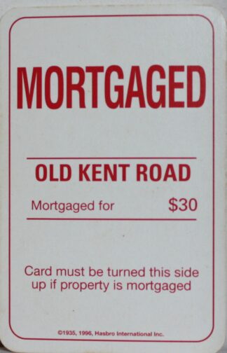PARTS ONLY - Monopoly Board Game 1996 Edition - (1) Old Kent Road Title Deed Card Only