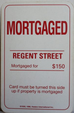 PARTS ONLY - Monopoly Board Game 1996 Edition - (1) Regent Street Card Only