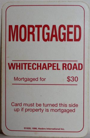 PARTS ONLY - Monopoly Board Game 1996 Edition - (1) Whitechapel Road Card Only