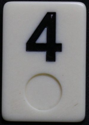 PARTS ONLY - Rummy - O Board Game - (1) Black Number 4 Tile Only