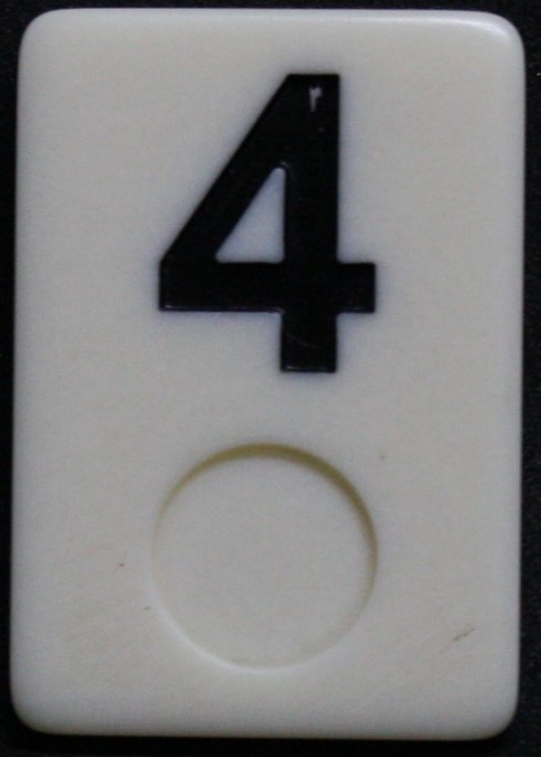 PARTS ONLY - Rummy - O Board Game - (1) Black Number 4 Tile Only