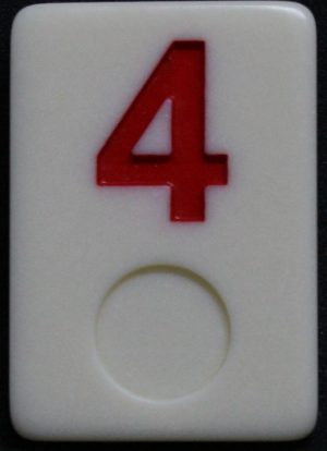 PARTS ONLY - Rummy - O Board Game - (1) Red Number 4 Tile Only