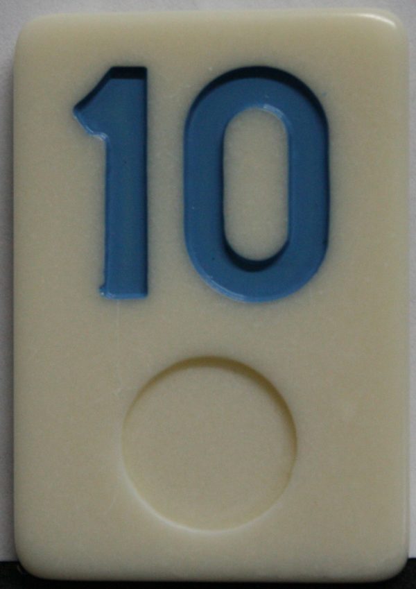 PARTS ONLY - Rummy - O Board Game - (1) Blue Number 10 Tile Only