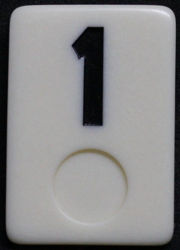 PARTS ONLY - Rummy - O Board Game - (1) Black Number 1 Tile Only