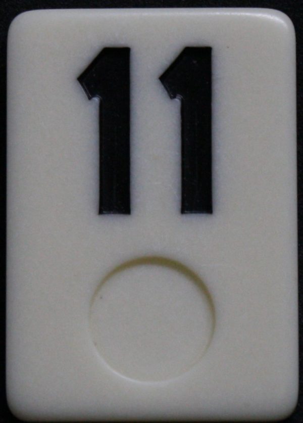 PARTS ONLY - Rummy - O Board Game - (1) Black Number 11 Tile Only