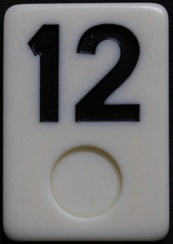 PARTS ONLY - Rummy - O Board Game - (1) Black Number 12 Tile Only