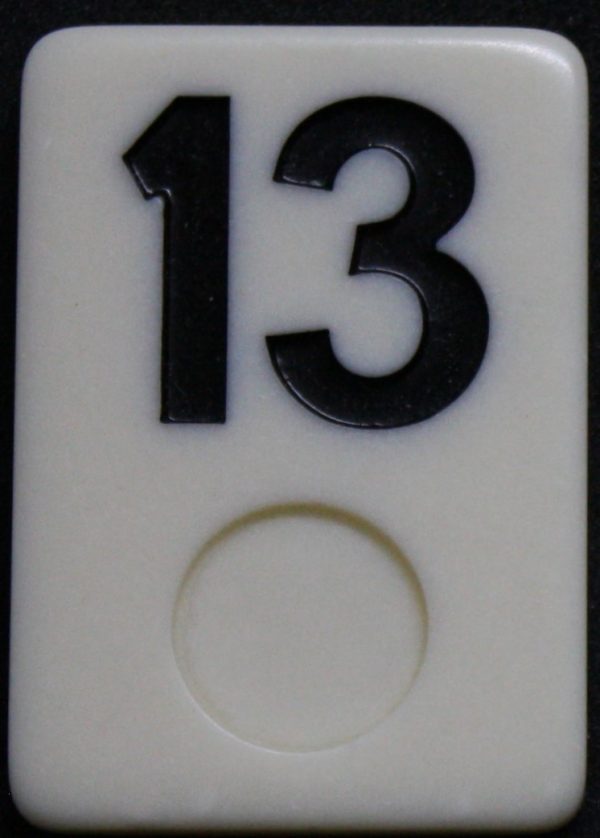 PARTS ONLY - Rummy - O Board Game - (1) Black Number 13 Tile Only