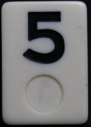 PARTS ONLY - Rummy - O Board Game - (1) Black Number 5 Tile Only