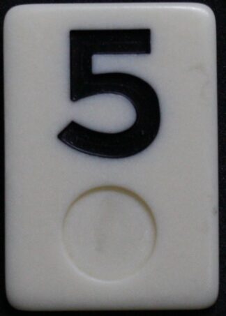 PARTS ONLY - Rummy - O Board Game - (1) Black Number 5 Tile Only