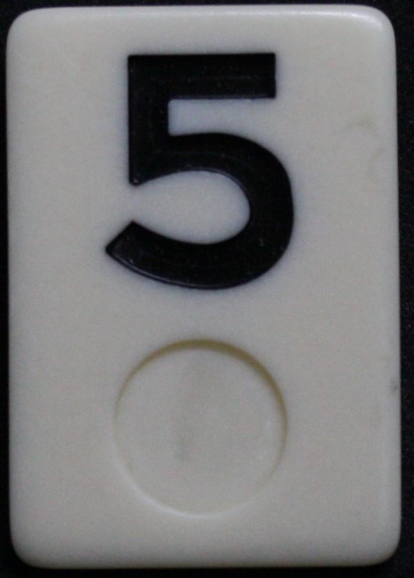 PARTS ONLY - Rummy - O Board Game - (1) Black Number 5 Tile Only