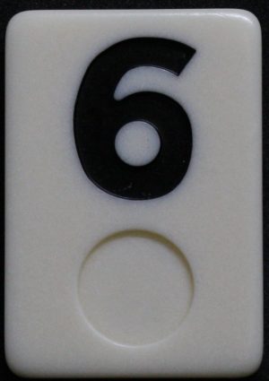 PARTS ONLY - Rummy - O Board Game - (1) Black Number 6 Tile Only