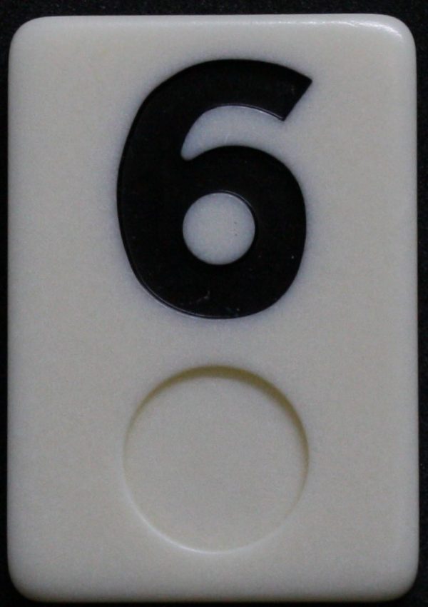 PARTS ONLY - Rummy - O Board Game - (1) Black Number 6 Tile Only