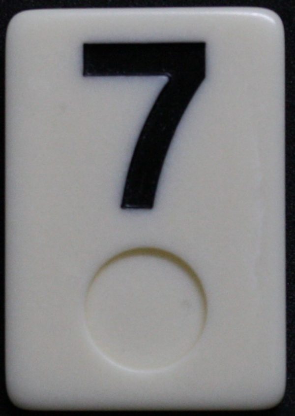 PARTS ONLY - Rummy - O Board Game - (1) Black Number 7 Tile Only