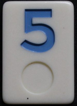 PARTS ONLY - Rummy - O Board Game - (1) Blue Number 5 Tile Only