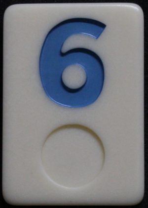 PARTS ONLY - Rummy - O Board Game - (1) Blue Number 6 Tile Only