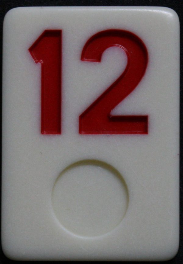 PARTS ONLY - Rummy - O Board Game - (1) Red Number 12 Tile Only